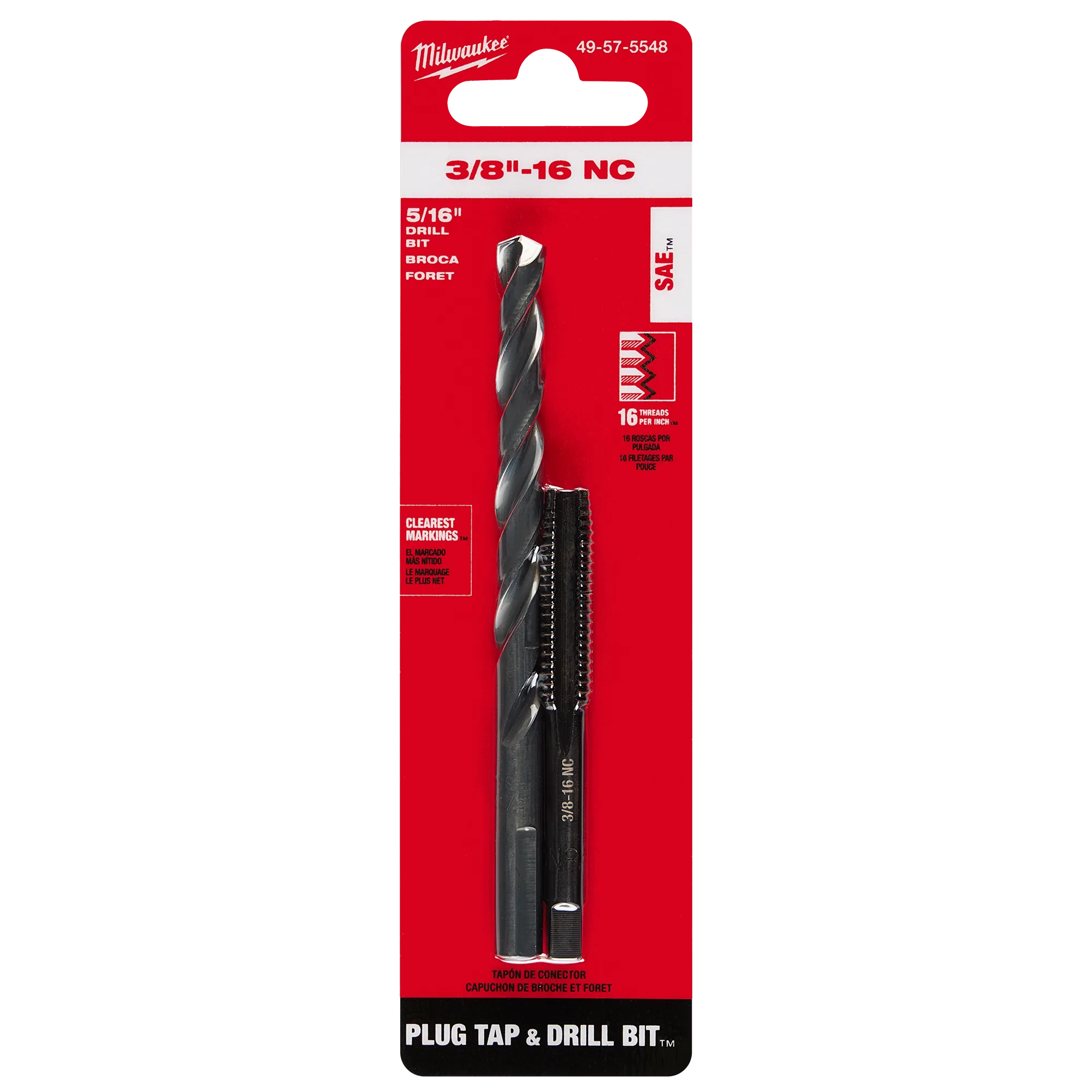 3/8"-16 Straight Flute Plug Tap & 5/16" Drill Bit in its packaging