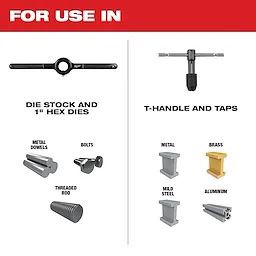 For use in die stock and 1" hex dies, T-handle and taps