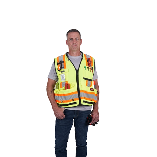 48-73-5161, 48-73-5162, 48-73-5163, 48-73-5164 - Class 2 Surveyor's High Visibility Yellow Safety Vest - L/XL