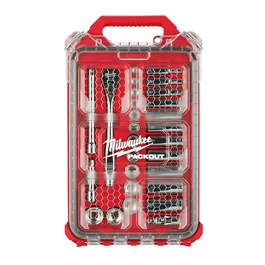 48-22-9481 - 28PC 3/8” SAE Ratchet and Socket Set with PACKOUT™ Low-Profile Compact Organizer