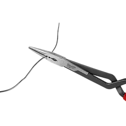 The straight nose 13" long reach pliers holding a wire