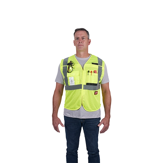 48-73-5121, 48-73-5122, 48-73-5123, 48-73-5124 - Class 2 Breakaway High Visibility Yellow Mesh Safety Vest - L/XL