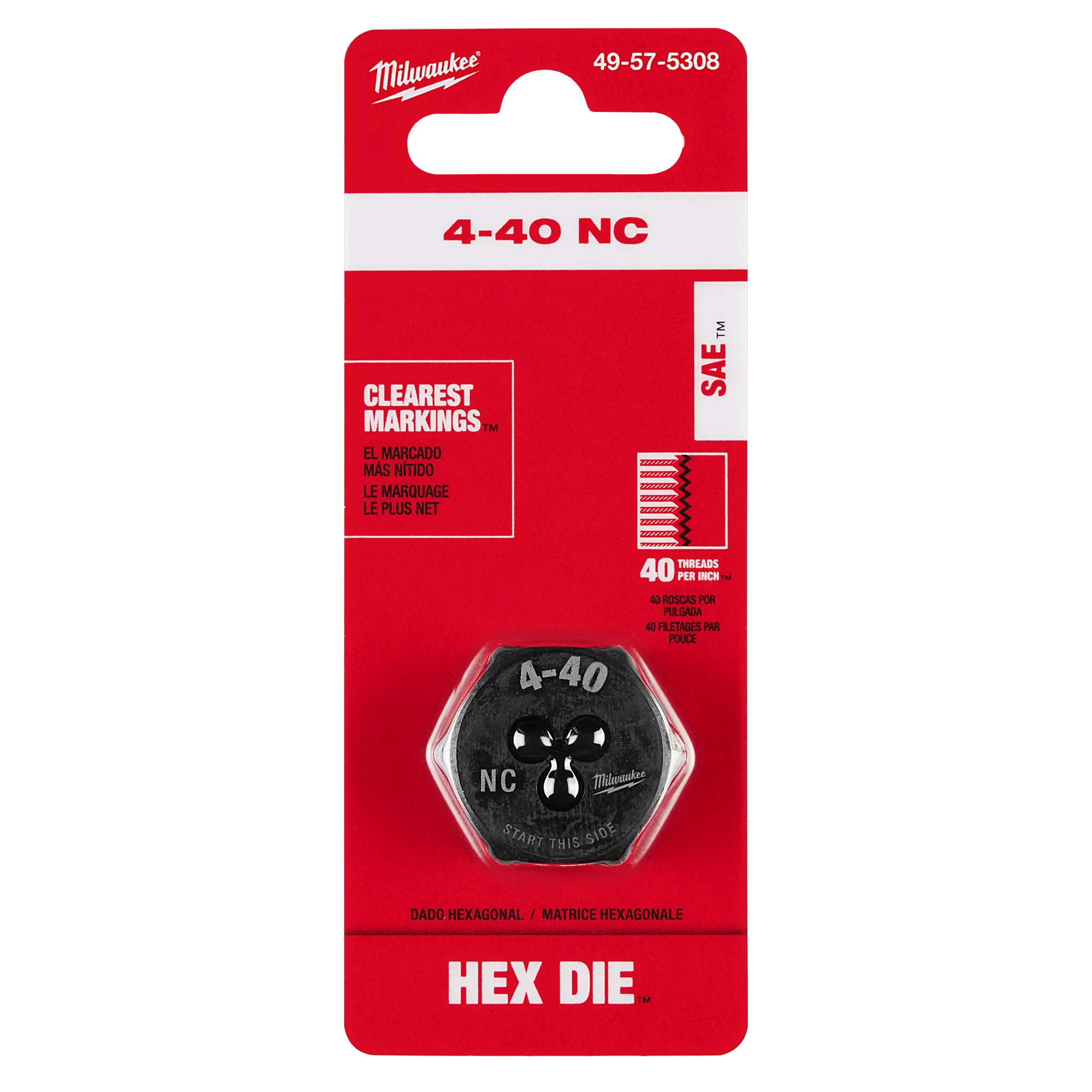 4-40 NC 1-Inch Hex Threading Die in its packaging