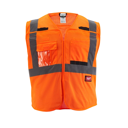 48-73-5125, 48-73-5126, 48-73-5127, 48-73-5128 - Class 2 Breakaway High Visibility Orange Mesh Safety Vest - L/XL