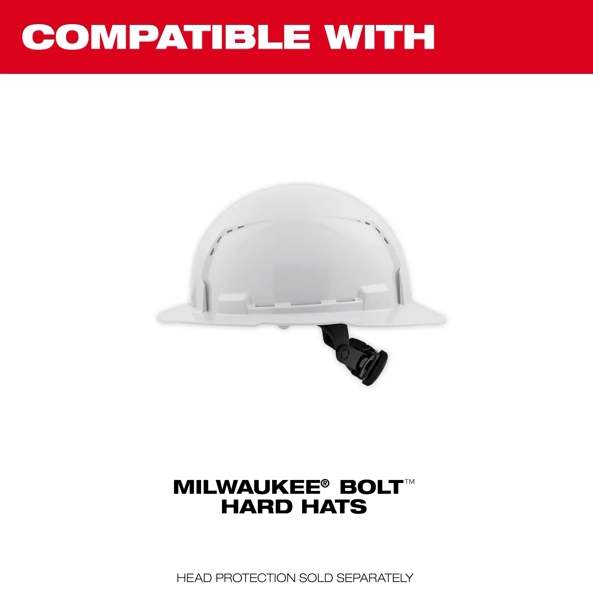 Image of the Milwaukee BOLT Hard Hat with the text "compatible with"