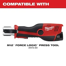 Image of the Milwaukee M12 Force Logic Press Tool with the text "Compatible With"