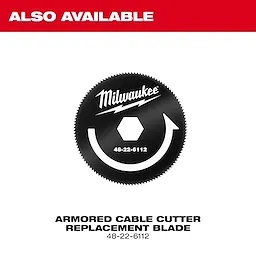 Image of the Milwaukee Armored Cable Cutter with the text "also available"