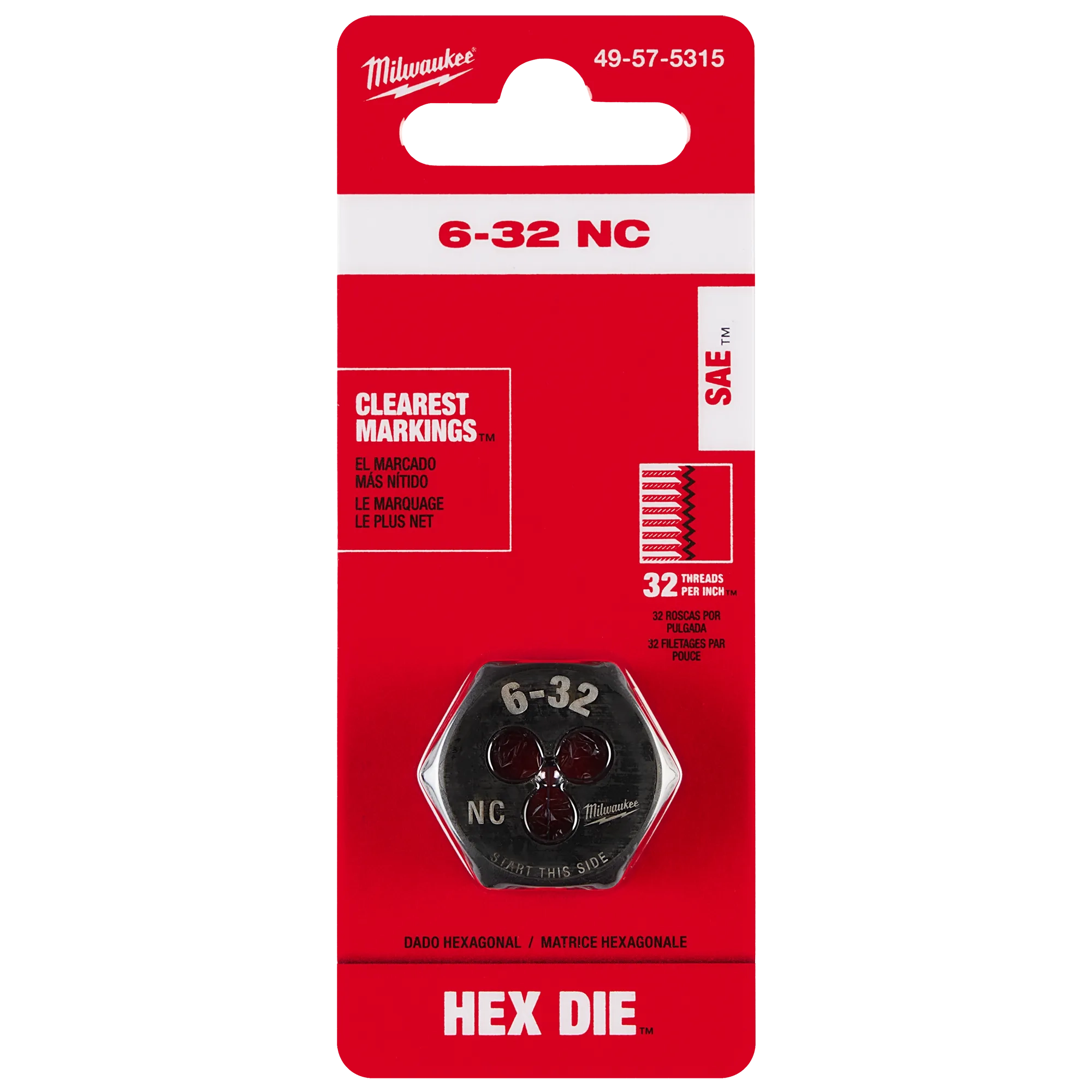 6-32 NC 1-Inch Hex Die in its packaging