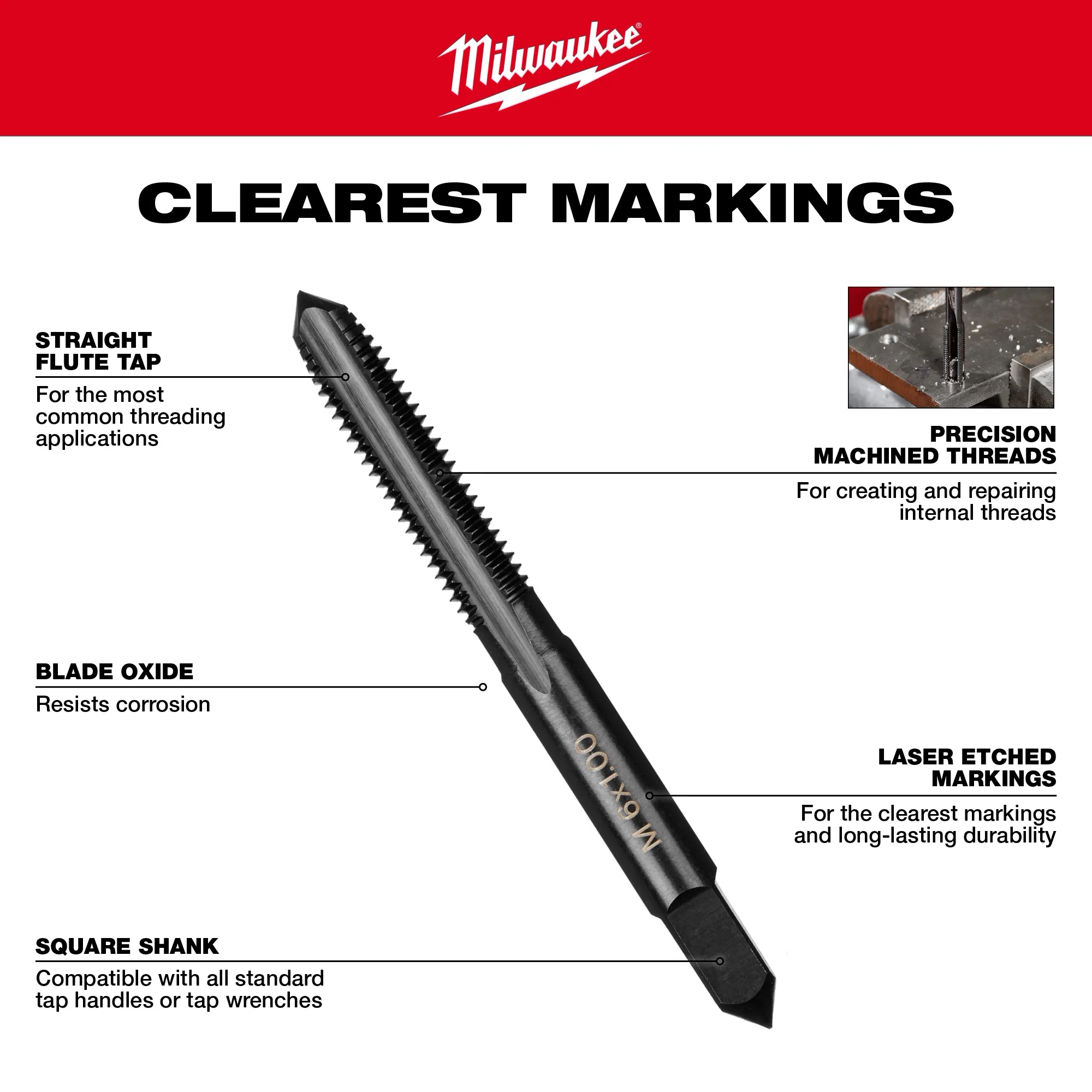 Milwaukee plug taps have the clearest markings