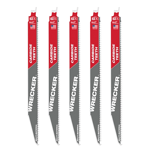 48-00-5543, 48-00-5343, 48-00-5243 - 12" 6 TPI THE WRECKER™ with Carbide Teeth SAWZALL® Blade 5PK