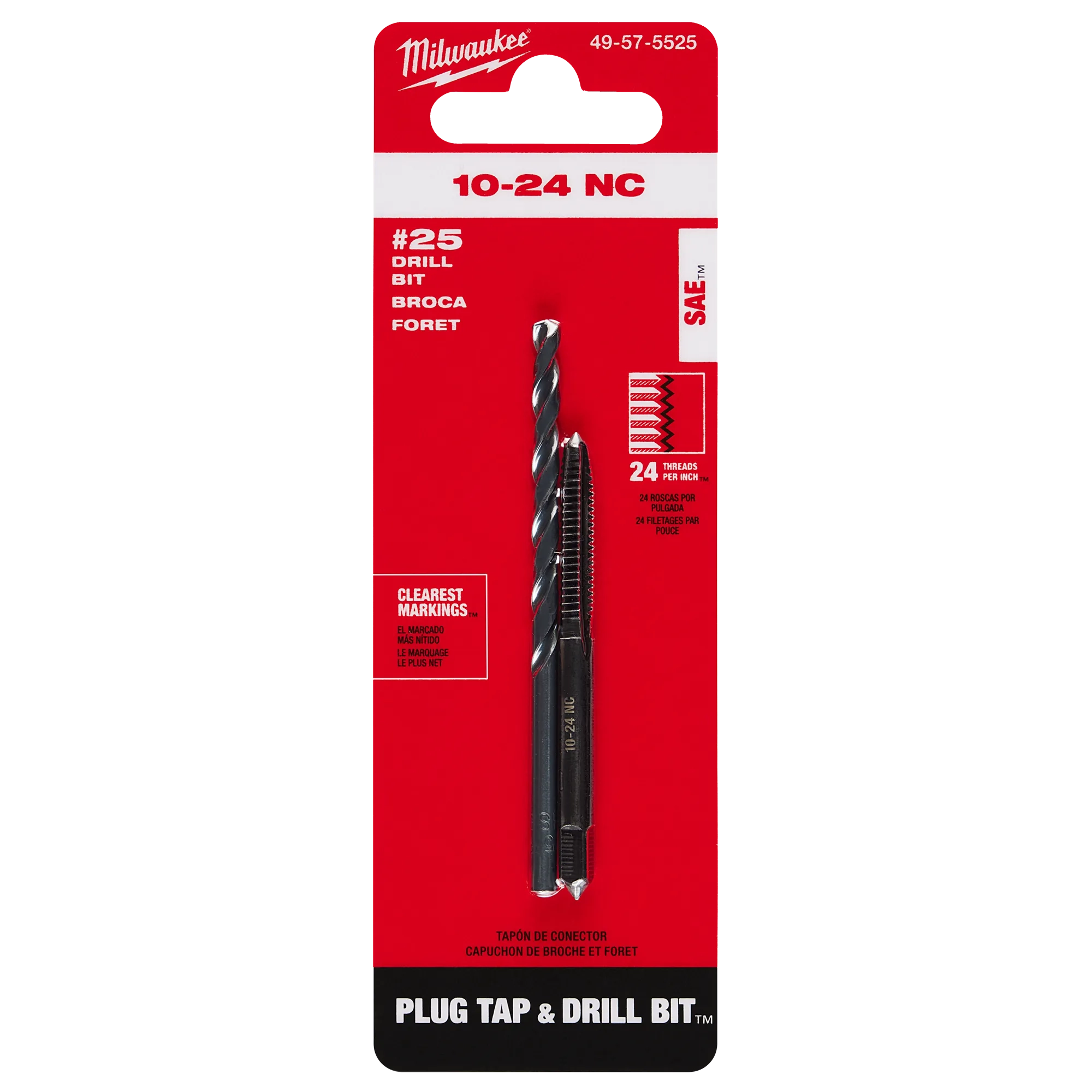 10-24 Straight Flute Plug Tap & #25 Drill Bit in its packaging