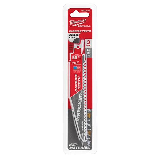 48-00-5341 - 6" 6 TPI THE WRECKER™ with Carbide Teeth SAWZALL® Blade 3PK