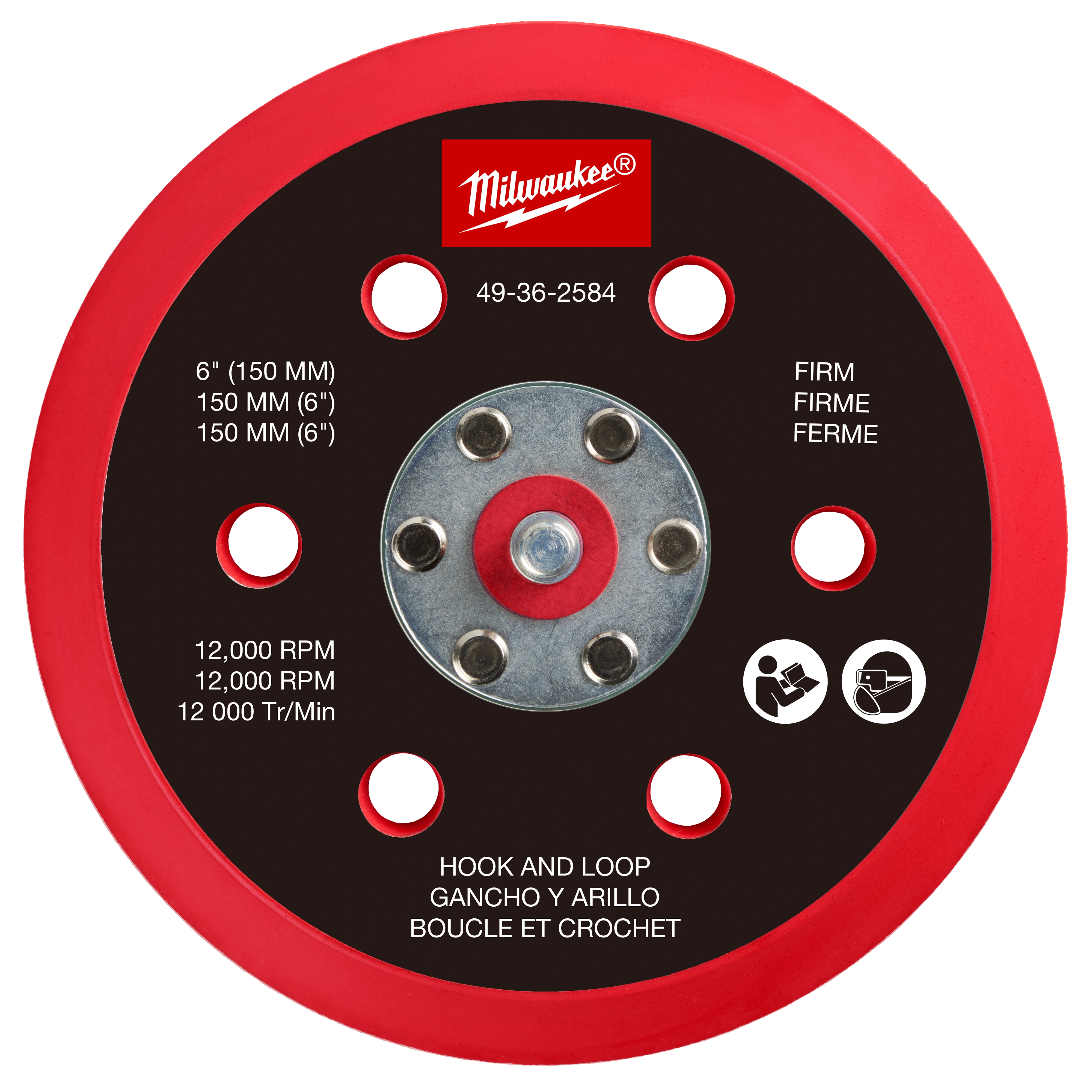 6" Hook and Loop Sander Backing Pad - Firm