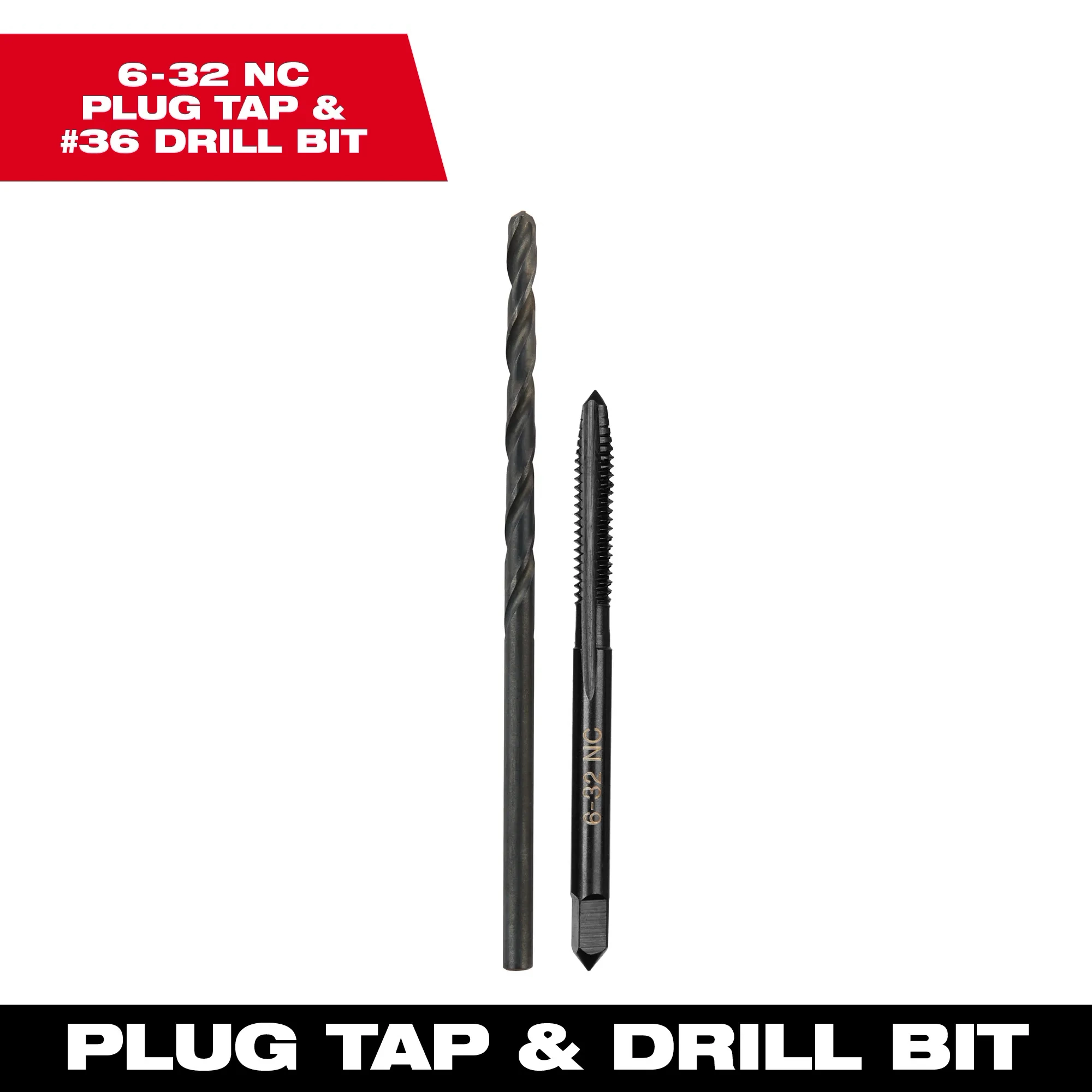 6-32 Straight Flute Plug Tap & #36 Drill Bit