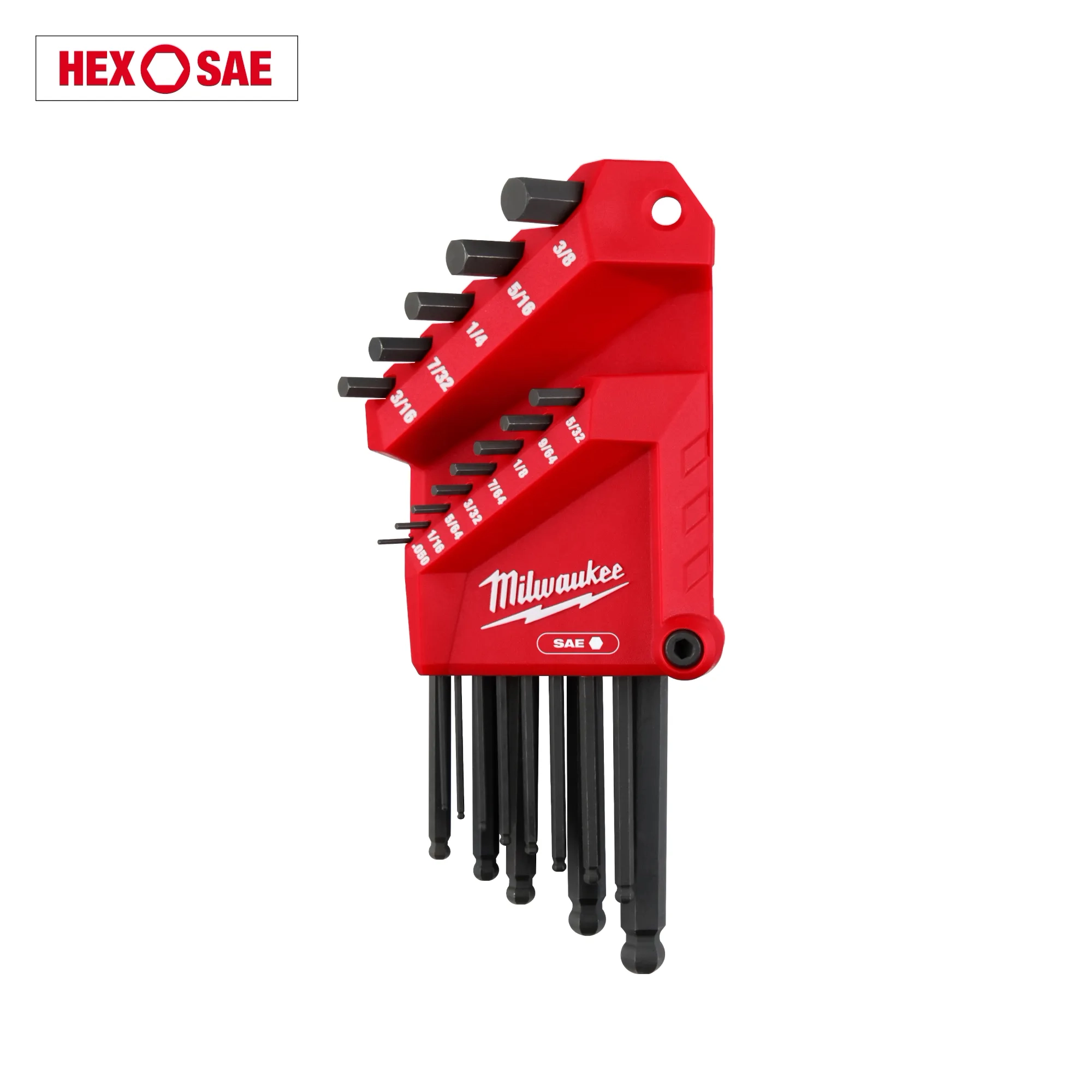 Primary image of the Milwaukee SAE 13-Key Ball End L-Key Set with HEX/SAE logo