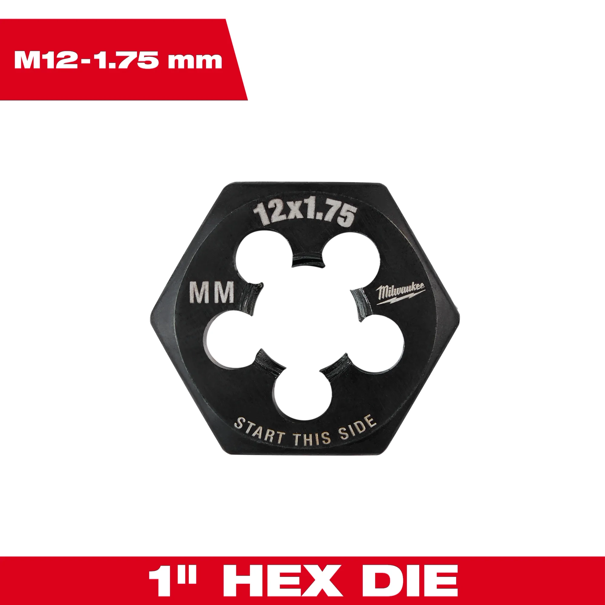 M12-1.75 mm 1-Inch Hex Threading Die