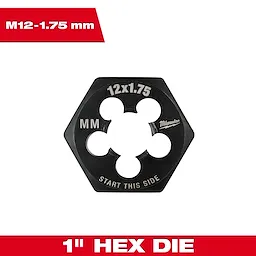 M12-1.75 mm 1-Inch Hex Threading Die