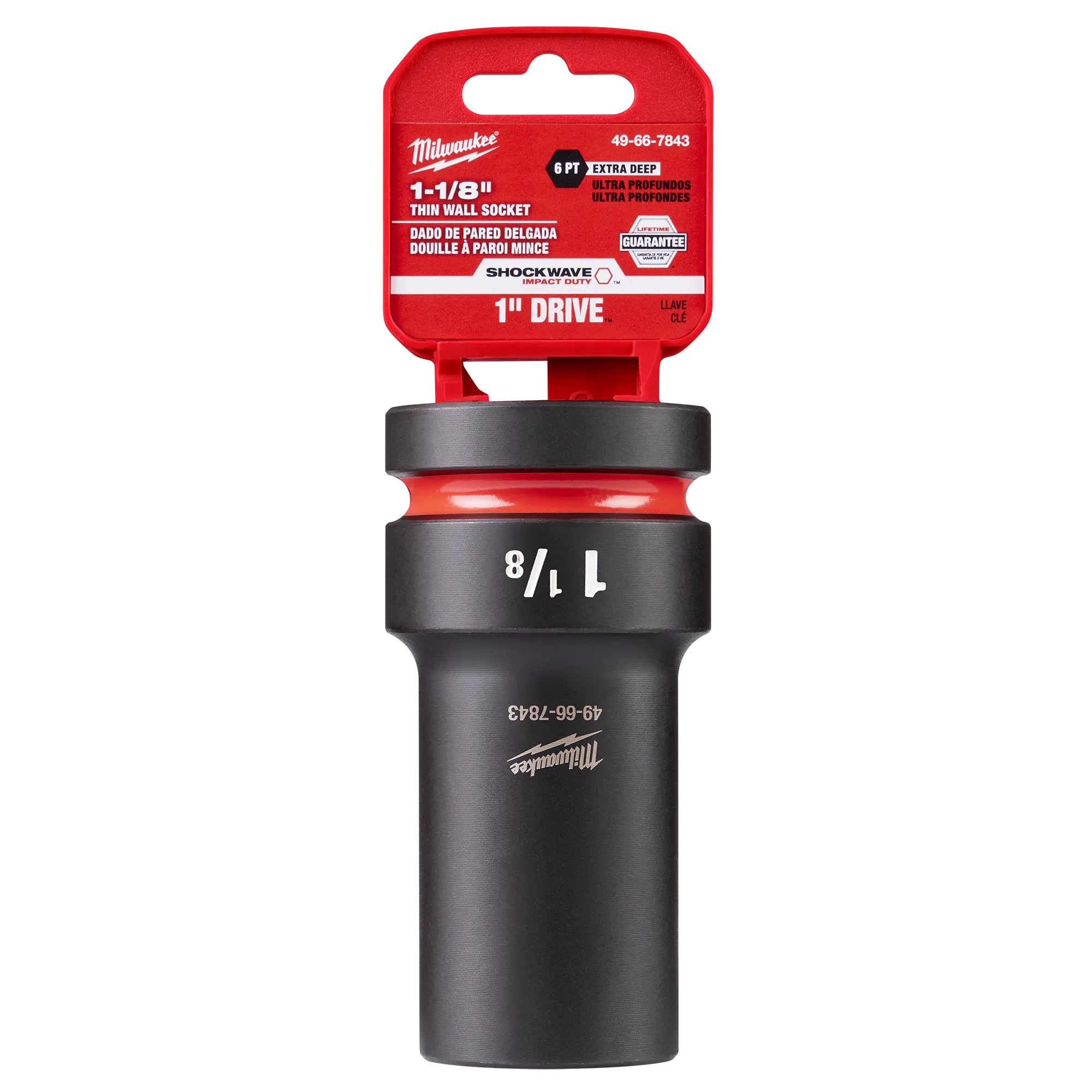 SHOCKWAVE Impact Duty™ 1" Drive 1-1/8" Thin Wall Extra Deep 6 Point Socket in its packaging