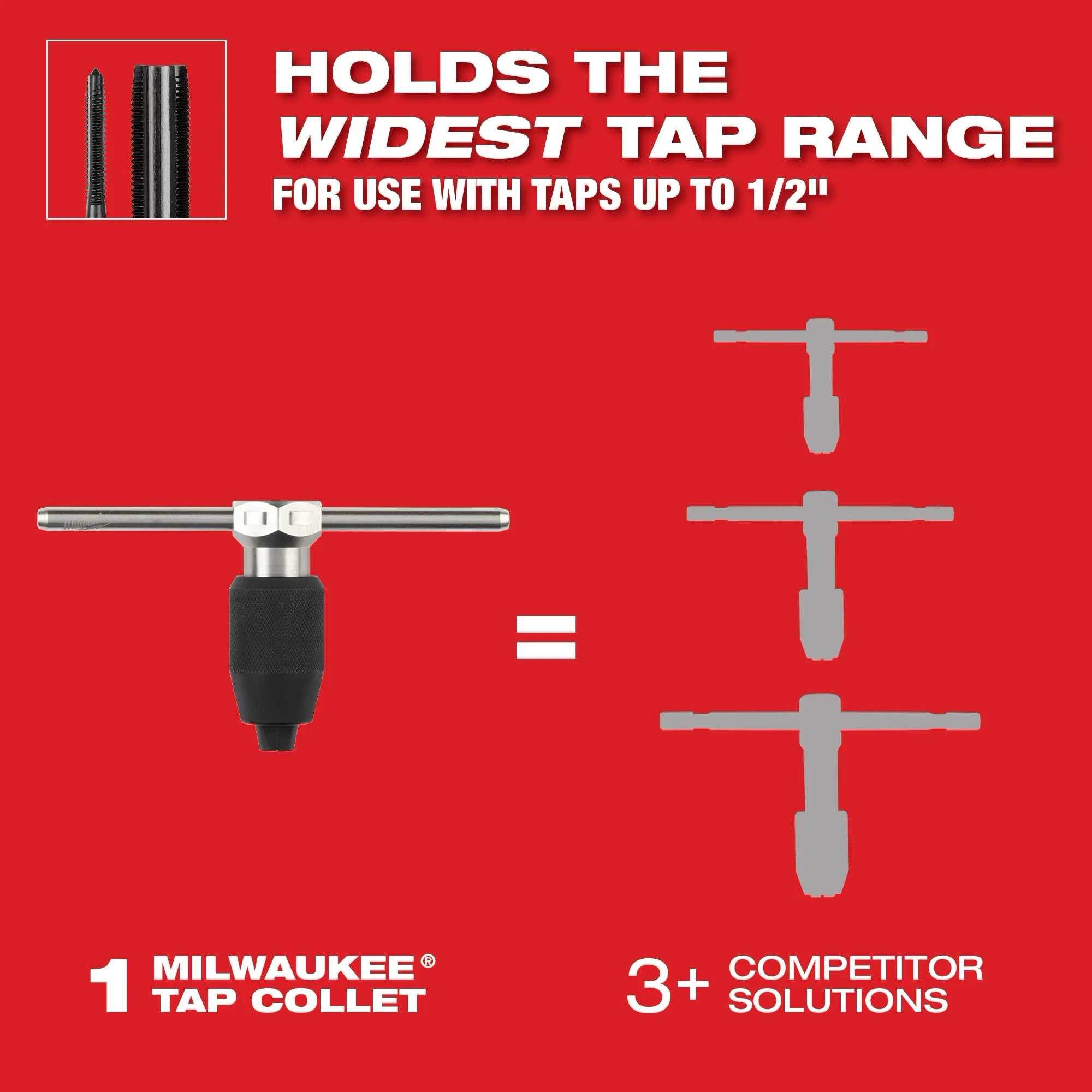 Holds with widest tap range for use with taps up to 1/2"