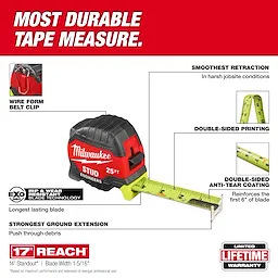 25ft STUD™ Tape Measure with Engineer's Scale