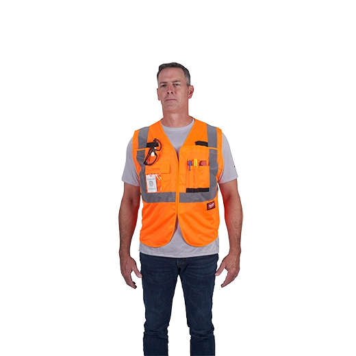 48-73-5125, 48-73-5126, 48-73-5127, 48-73-5128 - Class 2 Breakaway High Visibility Orange Mesh Safety Vest - L/XL