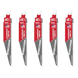 48-00-5541, 48-00-5341, 48-00-5241 - 6" 6 TPI THE WRECKER™ with Carbide Teeth SAWZALL® Blade 5PK