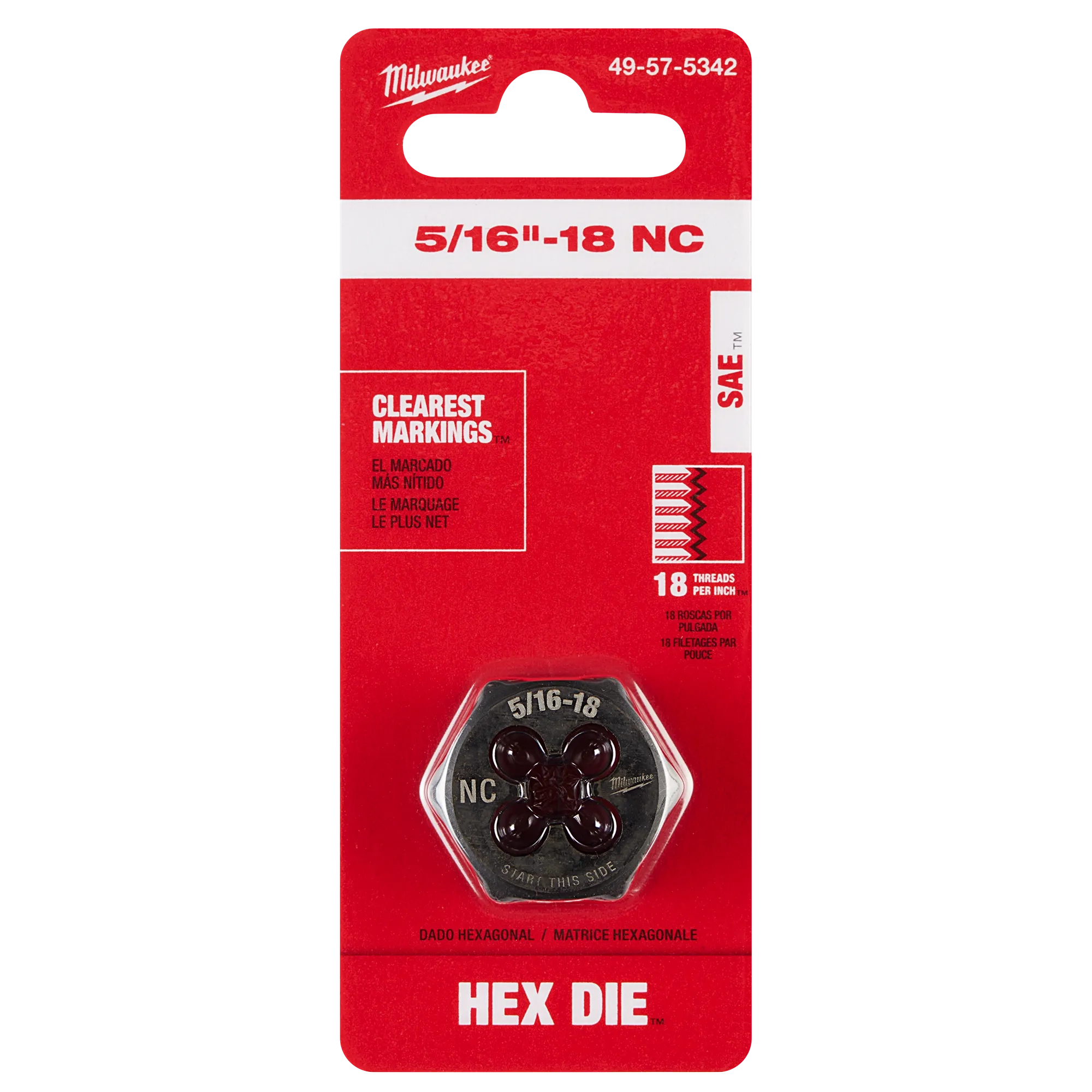 5/16"-18 NC 1-Inch Hex Die in its packaging