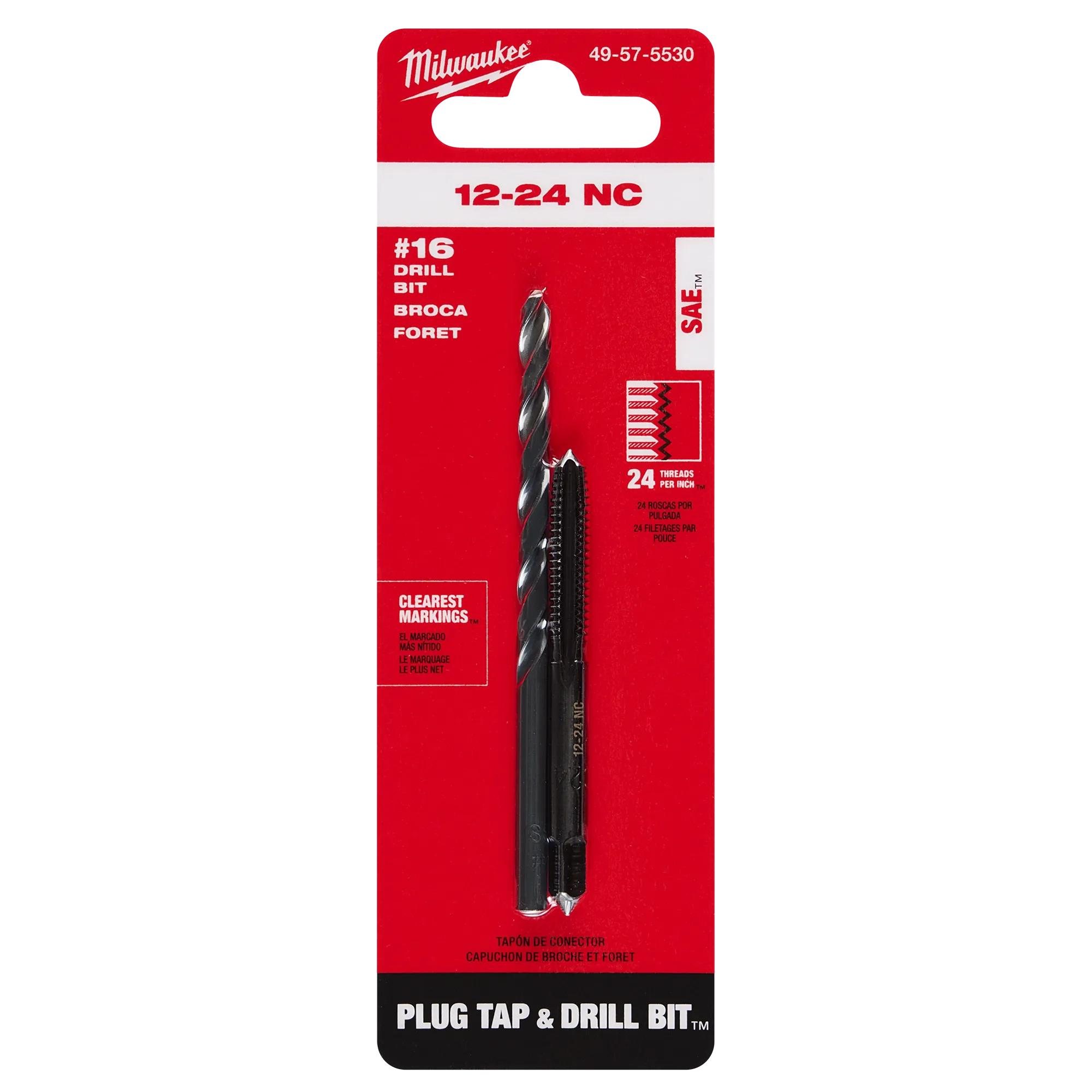 12-24 Straight Flute Plug Tap & #16 Drill Bit in its packaging