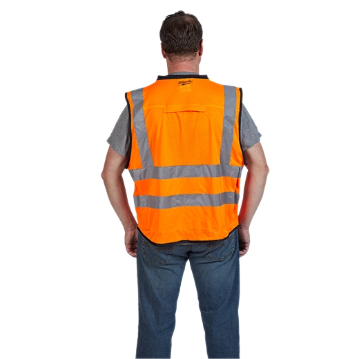 48-73-5052 safety personal safety PPE personal protective equipment on model - High Visibility Orange Performance Safety Vest - L/XL