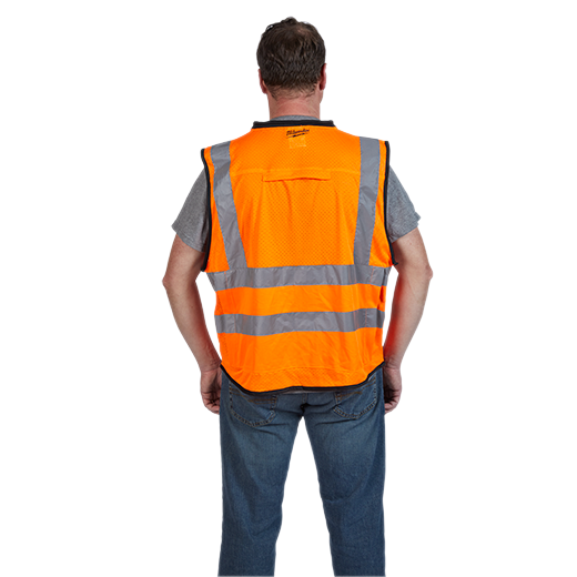 48-73-5052 safety personal safety PPE personal protective equipment on model - High Visibility Orange Performance Safety Vest - L/XL