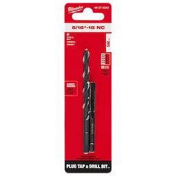 5/16"-18 Straight Flute Plug Tap & F Drill Bit in its packaging