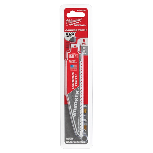 48-00-5541 - 6" 6 TPI THE WRECKER™ with Carbide Teeth SAWZALL® Blade 5PK