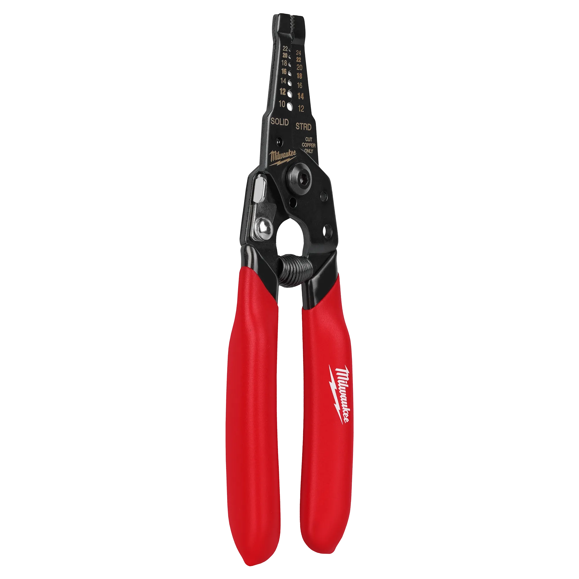 Angle view of the 10-24 AWG Compact Dipped Grip Wire Stripper & Cutter