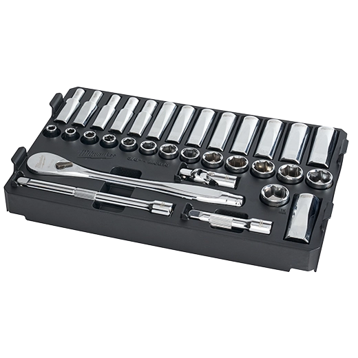 48-22-9482 - 3/8" METRIC RATCHET AND SOCKET SET WITH PACKOUT™ LOW-PROFILE COMPACT ORGANIZER