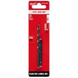 1/4"-28 NF Straight Flute Plug Tap & #3 Drill Bit in its packaging