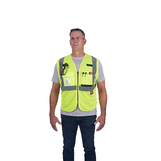 48-73-5111, 48-73-5112, 48-73-5113, 48-73-5114 - Class 2 High Visibility Yellow Mesh Safety Vest - L/XL