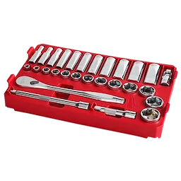 48-22-9481 - 28PC 3/8” SAE Ratchet and Socket Set with PACKOUT™ Low-Profile Compact Organizer