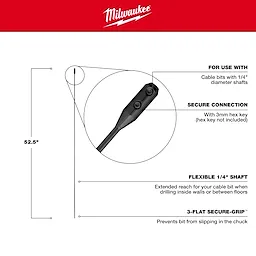 Delivers a secure connection, prevents bit from slipping in the chuck, and has a flexible 1/4" shaft