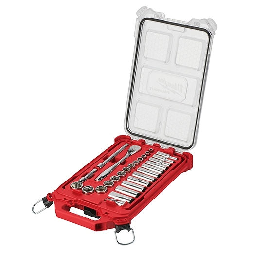 48-22-9481 - 28PC 3/8” SAE Ratchet and Socket Set with PACKOUT™ Low-Profile Compact Organizer