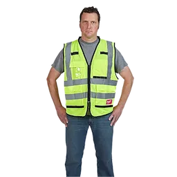 48-73-5042 safety personal safety PPE personal protective equipment on model - High Visibility Yellow Performance Safety Vest - L/XL