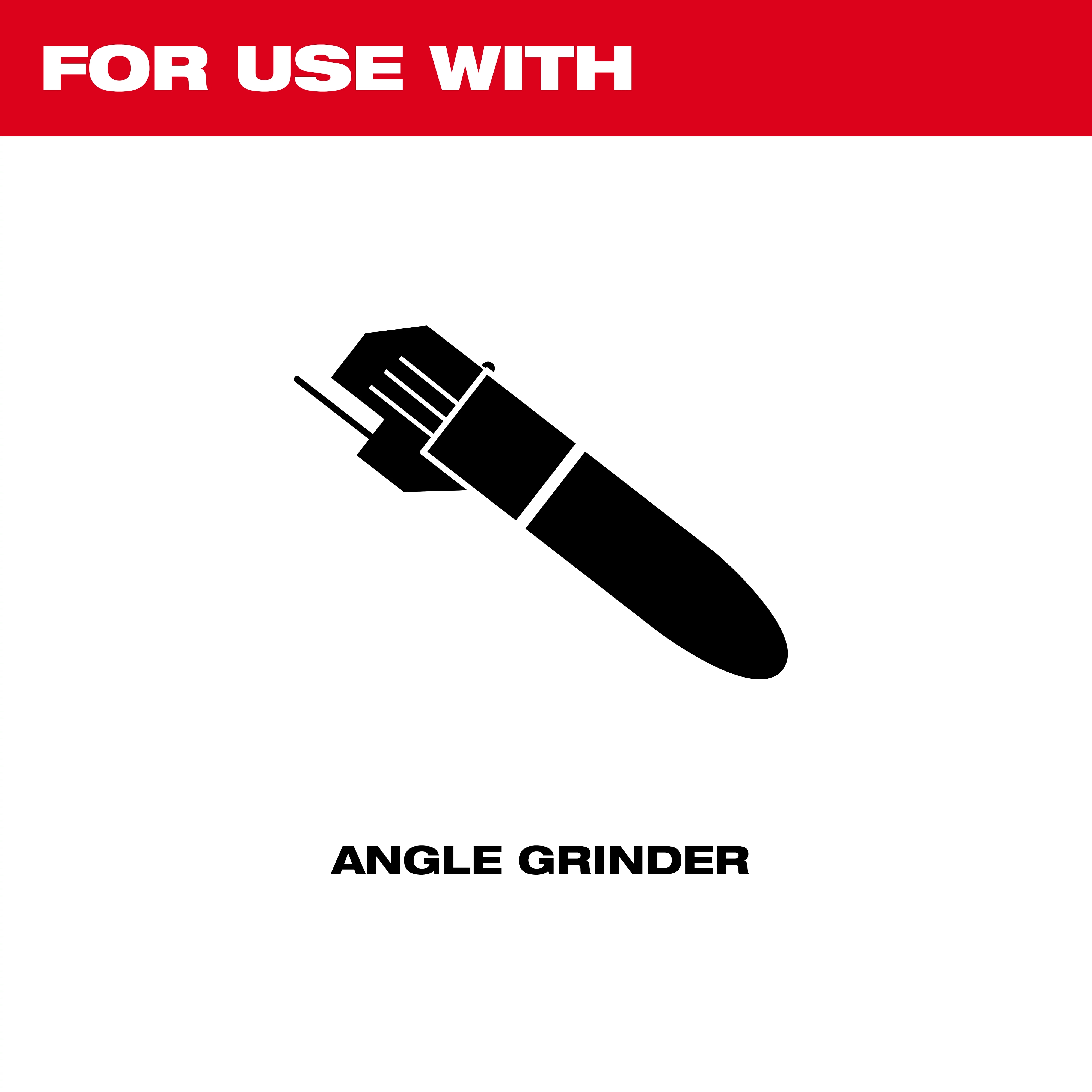 Illustration showing an angle grinder with the text "FOR USE WITH" in a red bar at the top and "ANGLE GRINDER" in black below the image. This indicates compatibility information for the DIAMOND ULTRA™ Segmented Turbo, General Purpose Diamond Blade.