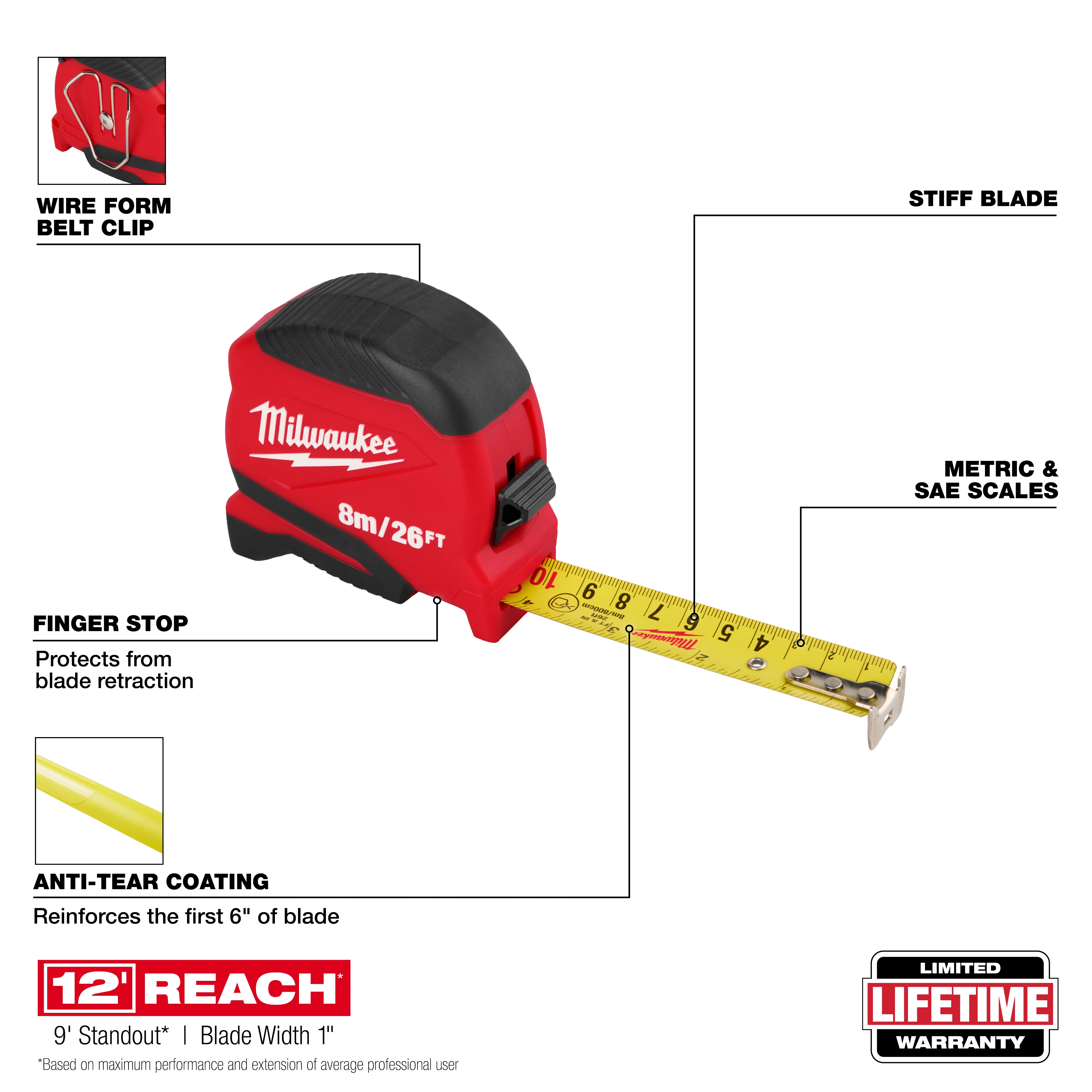 8m/26ft Compact Tape Measure