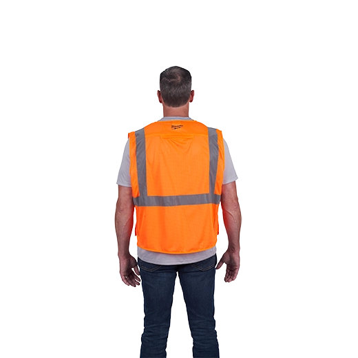 48-73-5125, 48-73-5126, 48-73-5127, 48-73-5128 - Class 2 Breakaway High Visibility Orange Mesh Safety Vest - L/XL