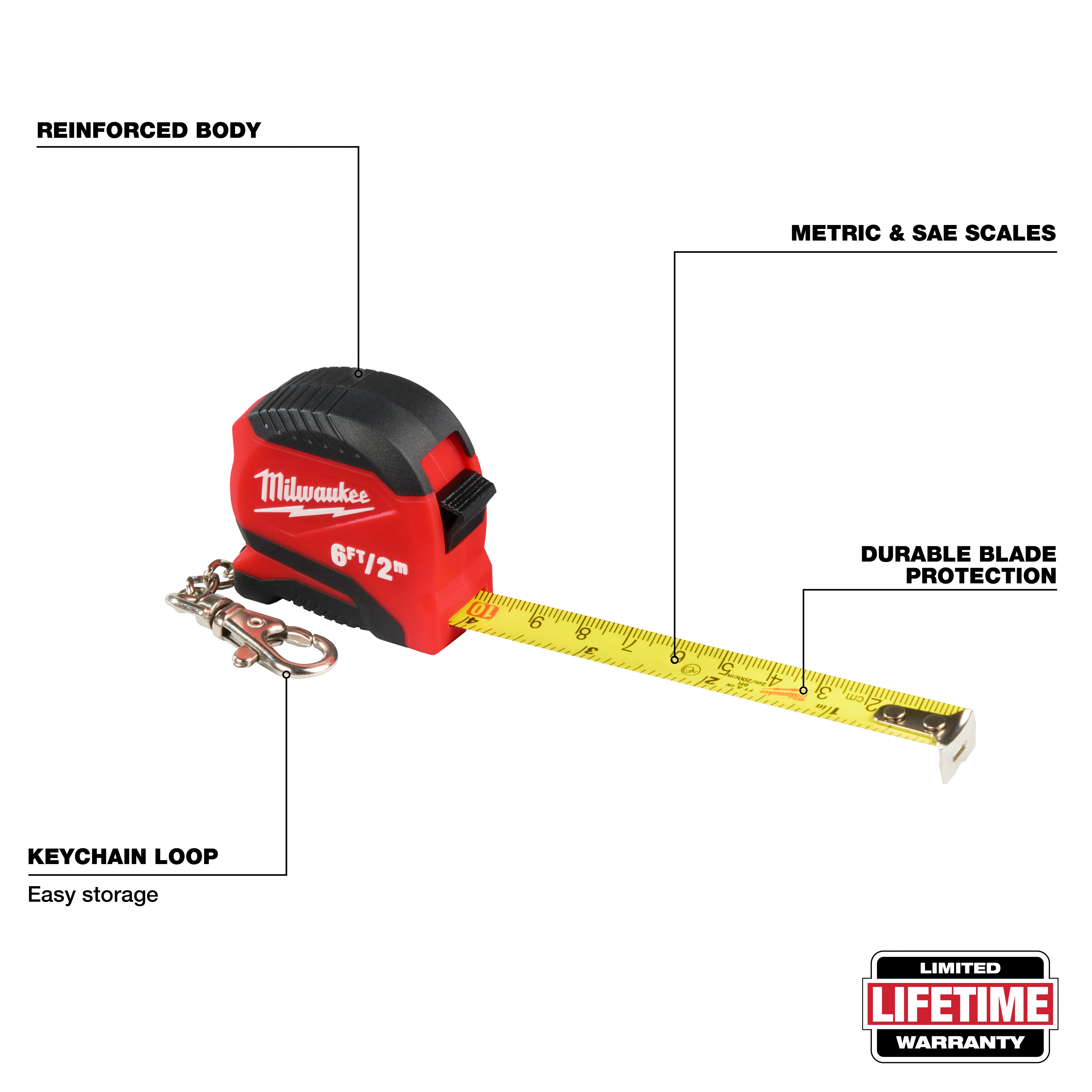 6ft/2m Keychain Tape Measure