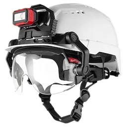 Image of the Milwaukee BOLT Clear Dual Coat Lens Gasketed Eye Visor on a BOLT helmet