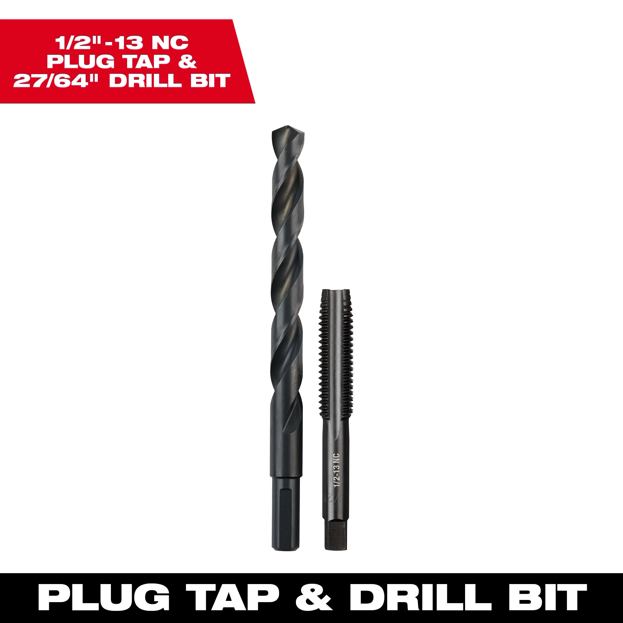 1/2"-13 Straight Flute Plug Tap & 27/64" Drill Bit