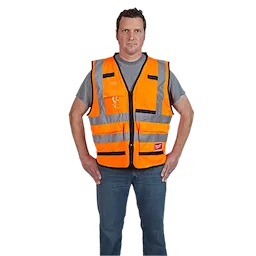 48-73-5052 safety personal safety PPE personal protective equipment on model - High Visibility Orange Performance Safety Vest - L/XL