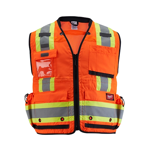 48-73-5165, 48-73-5166, 48-73-5167, 48-73-5168 - Class 2 Surveyor's High Visibility Orange Safety Vest - L/XL