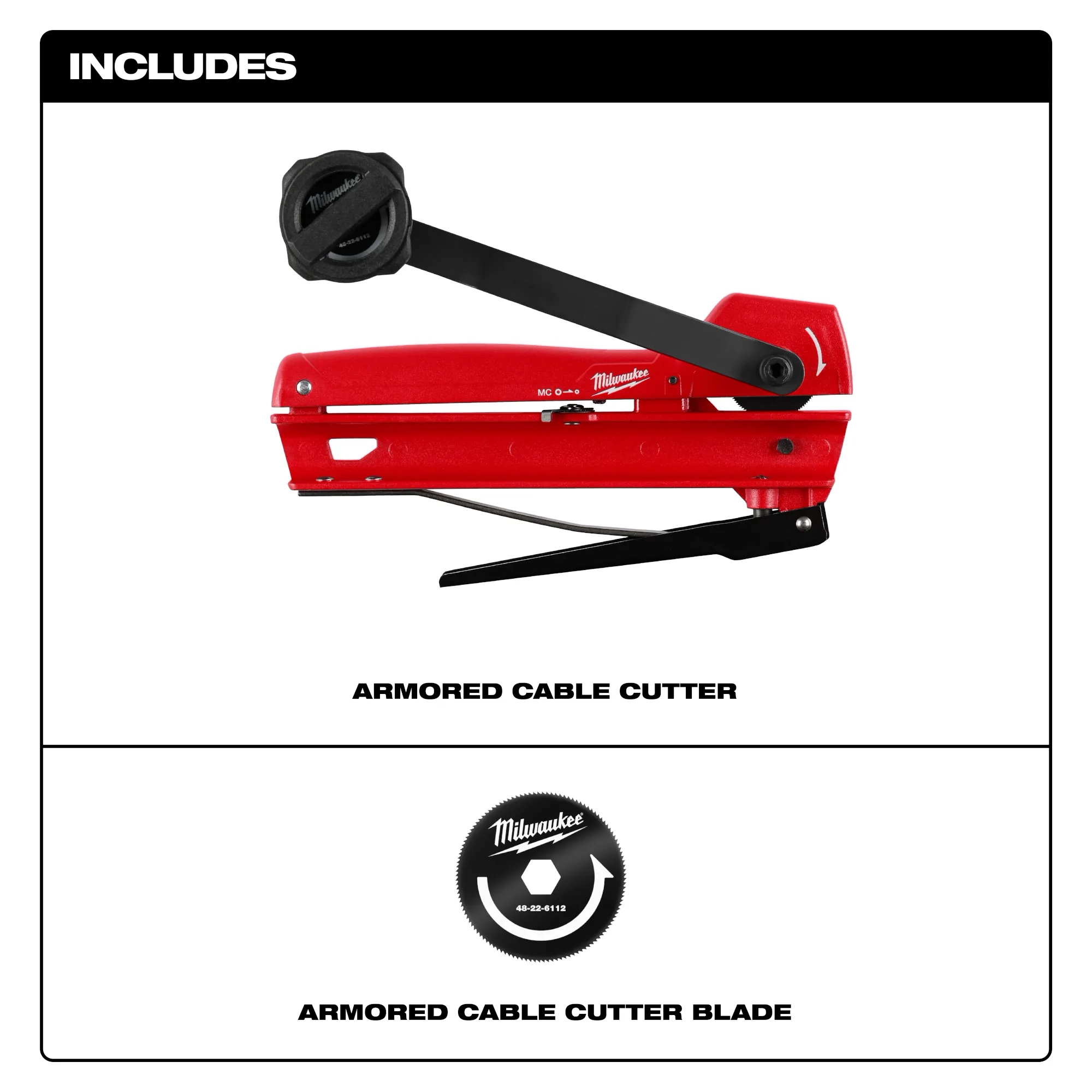 Includes image of the Milwaukee Armored Cable Cutter