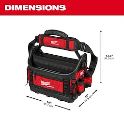 Image of the Milwaukee PACKOUT 15" Structured Tote dimensions